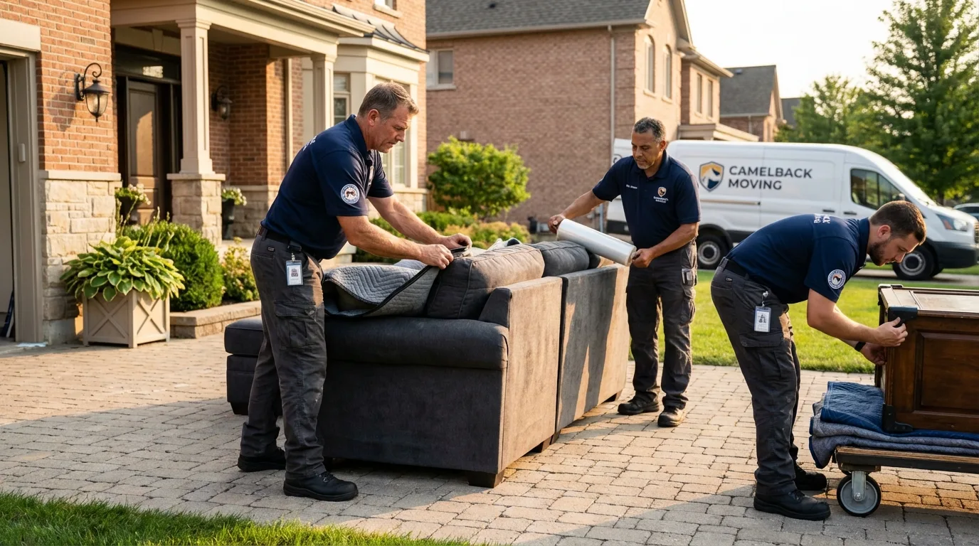 Large estate moving crew wrapping furniture in Coarsegold, CA